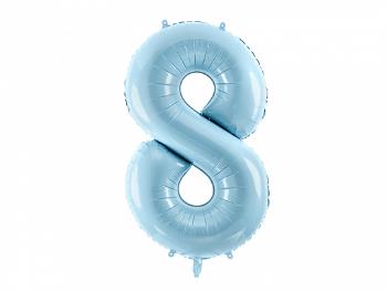 PartyDeco Fóliový balón narodeninové číslo 8 svetlomodrý