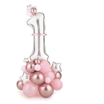 Súprava balónikov 1. narodeniny dievča – ružová – 90 × 140 cm – 45 ks (5900779142480)