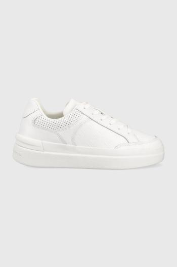 Kožené tenisky Tommy Hilfiger EMBOSSED COURT SNEAKER biela farba, FW0FW07297