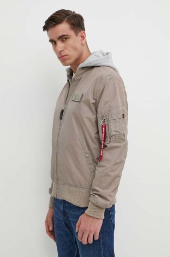 Bunda Alpha Industries MA-1 TT Hood pánska, béžová farba, prechodná