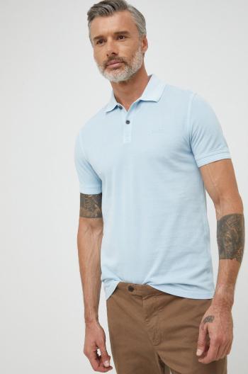 Bavlnené polo tričko BOSS Boss Casual modrá farba, jednofarebné,
