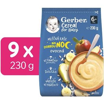 GERBER Cereal mliečna kaša Dobrú noc ovocná 9× 230 g (8445290501790)