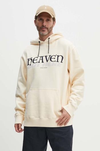 Bavlnená mikina Wood Wood Zeus heaven hoodie 12335603.2493, pánska, béžová farba, s kapucňou, s nášivkou