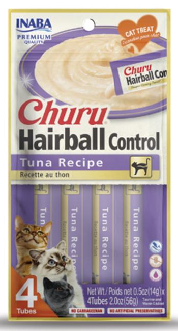 Maškrta pre mačky Inaba Churu Hairball cat Tuniak 12 x 4 tuby 720g