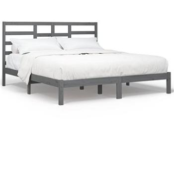 Rám postele sivý masívne drevo 180 × 200 cm Super King, 3105812