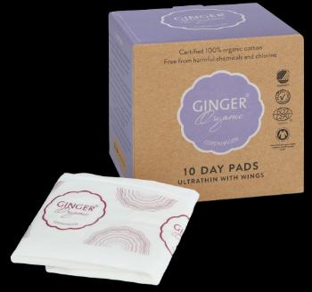 Ginger Organic Vložky denné (ultra tenké s krídelkami, individuálne balené) 10 ks