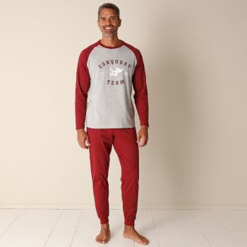 Blancheporte Dvojfarebné bavlnené pyžamo s nohavicami bordó 117/126 (XXL)