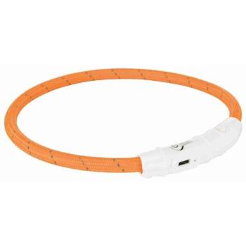 Trixie Flash light band USB, TPU/nylon, XS–S: 35 cm/ř 7 mm, orange