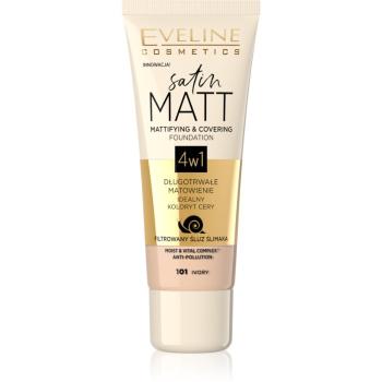 Eveline Cosmetics Satin Matt zmatňujúci make-up s extraktom zo slimáka odtieň 101 Ivory 30 ml