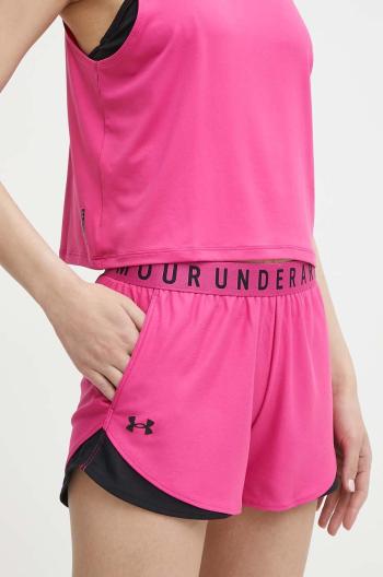 Tréningové šortky Under Armour Play Up 3.0 ružová farba, s potlačou, stredne vysoký pás