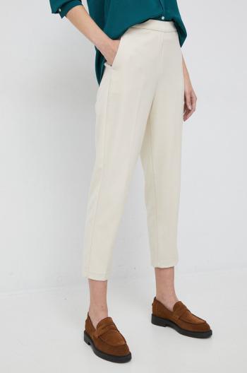 Nohavice Sisley dámske, béžová farba, strih chinos, vysoký pás