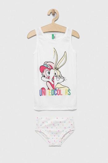 Detské pyžamo United Colors of Benetton x Looney Tunes biela farba