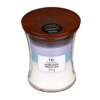 WoodWick Vonná sviečka strednej Trilogy Calming Retreat 275 g