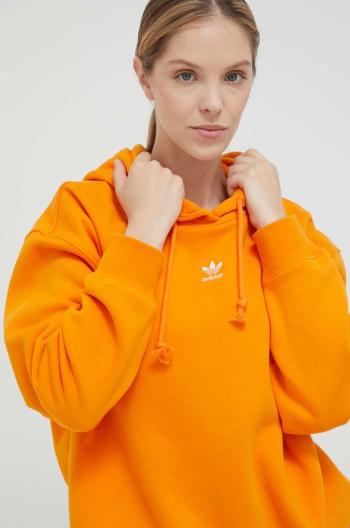 Bavlnená mikina adidas Originals dámska, oranžová farba, s kapucňou, jednofarebná