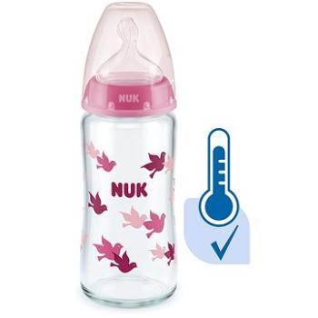NUK FC+ fľaša sklo s kontrolou teploty 240 ml, ružová (BABY20611b)