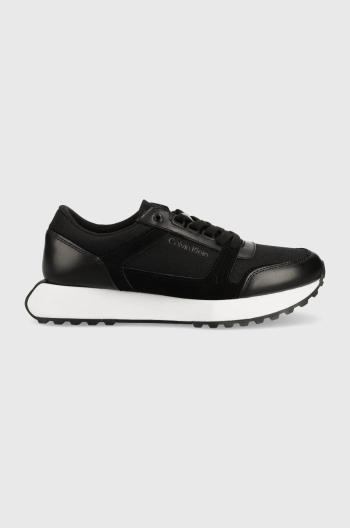 Tenisky Calvin Klein LOW TOP LACE UP MIX čierna farba, HM0HM00926