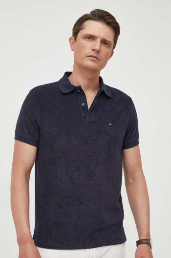 Polo tričko Tommy Hilfiger pánske. tmavomodrá farba, jednofarebné