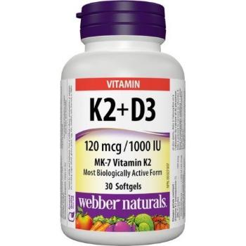 Webber Naturals Vitamín K2 + D3 K2 120mcg + D3 1000 IU 30 tabliet