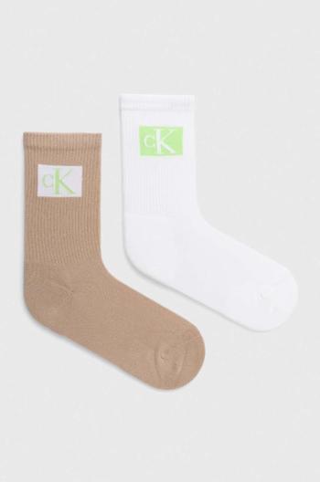 Ponožky Calvin Klein 2-pak dámske, béžová farba
