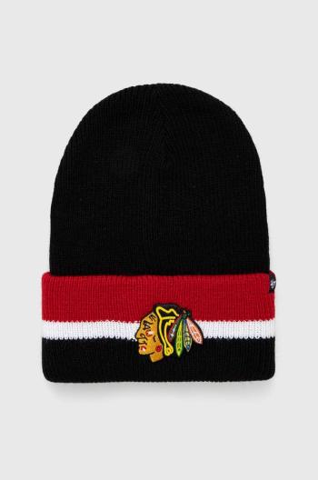 Čiapka 47 brand NHL Chicago Blackhawks čierna farba, z tenkej pleteniny