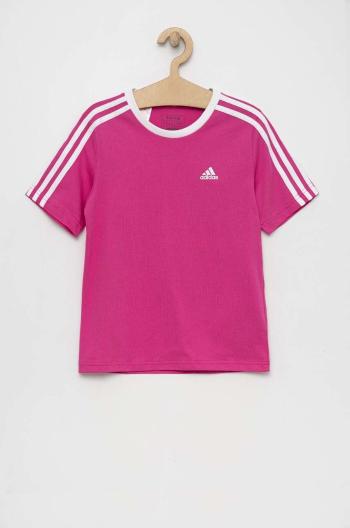 Detské bavlnené tričko adidas G 3S BF ružová farba