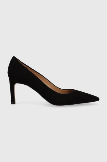 Semišové lodičky BOSS Janet Pump 70-S_N čierna farba, 50498810