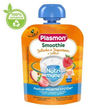 PLASMON Kapsička Smoothie NUTRI-MUNE bezlepková ovocie-jogurt jablko a jahoda 85g, 6 m+