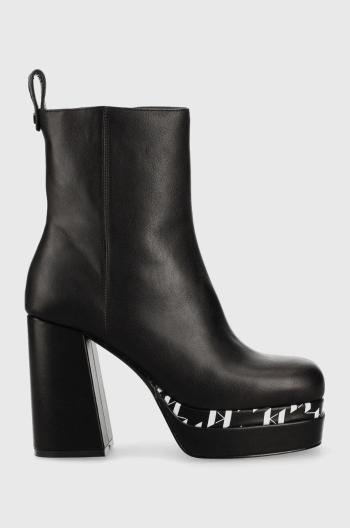Kožené členkové topánky Karl Lagerfeld Strada dámske, čierna farba, na podpätku,