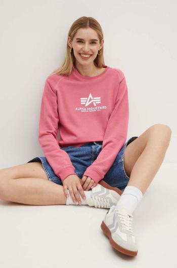 Mikina Alpha Industries New Basic Sweater Wmn 196031.49-pink, pánska, ružová farba, s potlačou