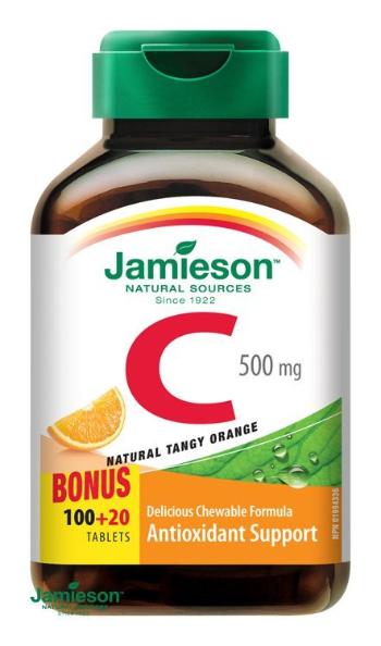 Jamieso Vitamín C 500 mg tablety na cmúľanie s príchuťou pomaranča 120 tbl.