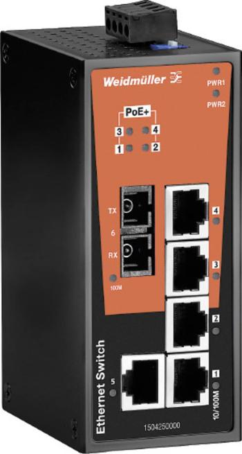 Weidmüller IE-SW-BL06-1TX-4POE-1SC priemyselný ethernetový switch  10 / 100 MBit/s funkcia PoE