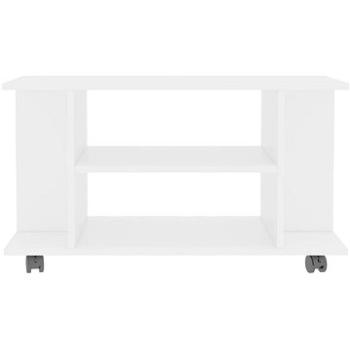 TV stolík s kolieskami biely 80 x 40 x 40 cm drevotrieska (800189)