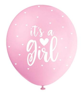 Latexové balóniky - "Je to dievča" - HOLKA - ružovo-biele - 5 ks - 30 cm - UNIQUE