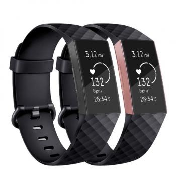 Fitbit Charge 3 / 4 Silicone Diamond (Small) remienok, Black (SFI008C01)