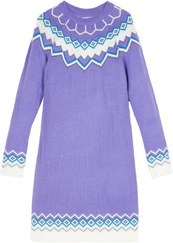Dievčenské pletené šaty s nórskym vzorom