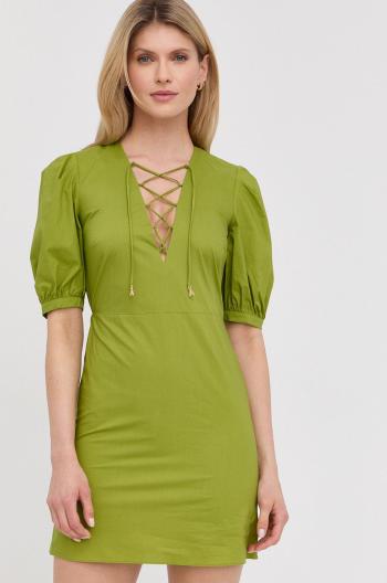 Bavlnené šaty Patrizia Pepe zelená farba, mini, áčkový strih