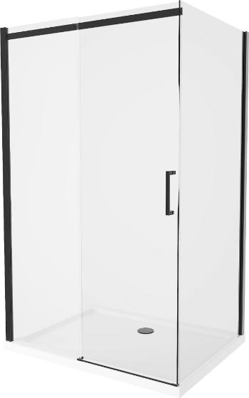 MEXEN/S - Omega sprchovací kút 140x90 cm, transparent, čierna + biela vanička so sifónom, 825-140-090-70-00-4010B