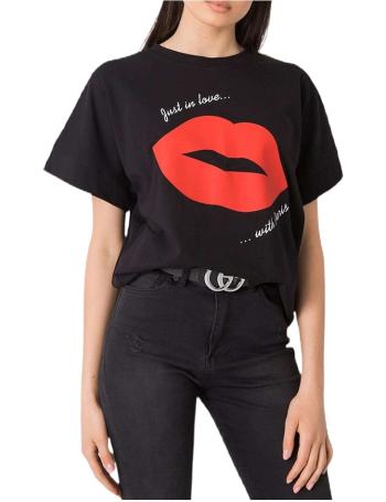čierne dámske tričko s potlačou bozku vel. L/XL