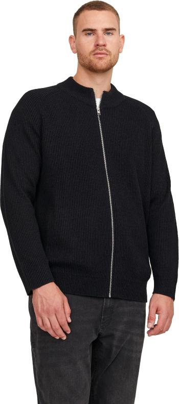 Jack&Jones PLUS Pánsky sveter JJPANNEL Regular Fit 12236572 Black 5XL