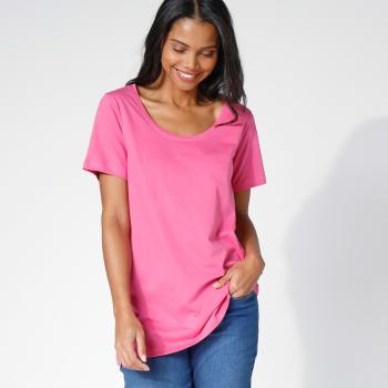 Blancheporte Jednofarebné tričko s okrúhlym výstrihom, eco-friendly ružová 34/36