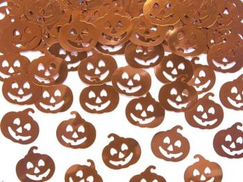 Tekvica - metalické konfety na stôl 2 x 2 cm 15 g balenie - Halloween - xPartydeco