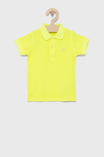 Detská bavlenná polokošeľa United Colors of Benetton žltá farba, jednofarebný