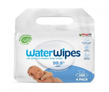 4x WATERWIPES Vlhčené obrúsky bez obsahu plastov 60 ks ( 240 ks )