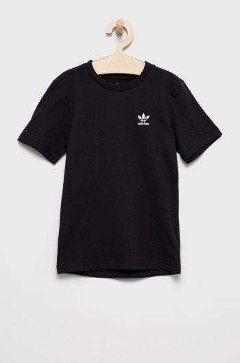 Detské bavlnené tričko adidas Originals čierna farba, jednofarebný