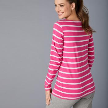 Blancheporte Pruhované tričko z bio bavlny, eco-friendly ružová/biela 38/40