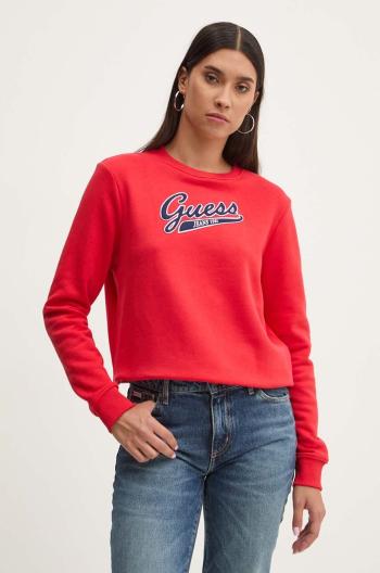 Mikina Guess Jeans dámska, červená farba, s nášivkou, W4YQ11 KC811