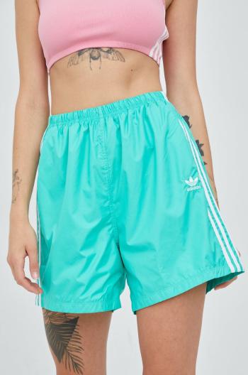 Šortky adidas Originals Adicolor HC1916 dámske, zelená farba, s nášivkou, vysoký pás