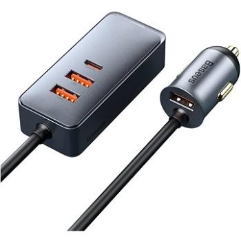 Baseus rýchlonabíjačka do auta s predlžovacím káblom 3× USB-A, 1× Type-C 120 W sivá (CCBT-B0G)