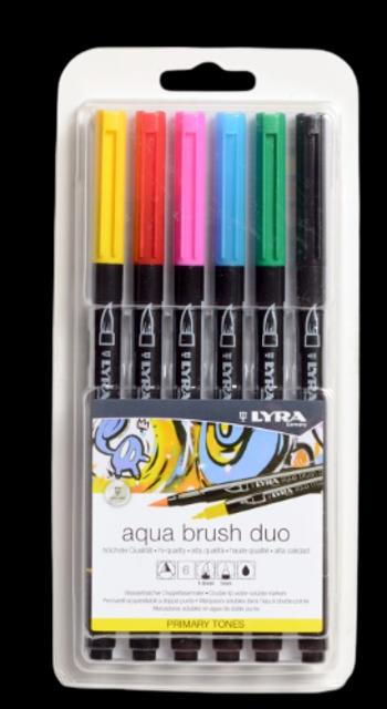 LYRA AQUA BRUSH DUO - Popisovače s dvomi hrotmi 6 ks (základné odtiene)