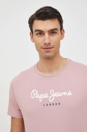 Bavlnené tričko Pepe Jeans Eggo ružová farba, s potlačou
